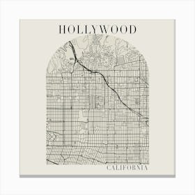 Hollywood California Boho Minimal Arch Full Beige Color Street Map 1 Canvas Print