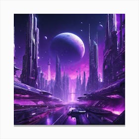 Futuristic City Purple IV Canvas Print
