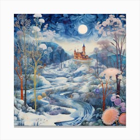Whispers of Winter: Encaustic Elegance in Vivid Hues Canvas Print
