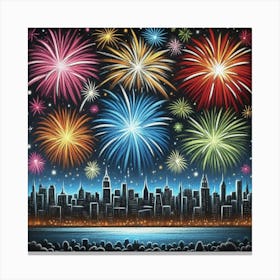 New York City Fireworks 1 Canvas Print