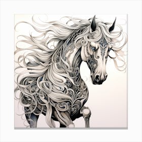White Horse With Long Hair Canvas Print