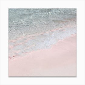 Pink Beach In Greece Square Canvas Print