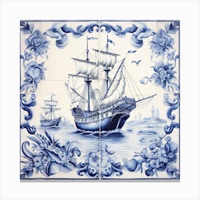 Peter Pan Delft Tile Illustration 2 Canvas Print