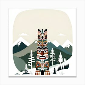 Totem Indigenous Tribal Symbol Luau Indian Alaska Culture Vancouver Canada Carving Canvas Print
