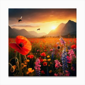 Sunset In The Meadow by dee Canvas Print