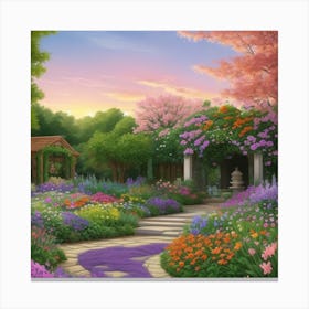 Garden At Sunset Canvas Print