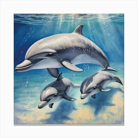 Dolphins in Ocean Canvas Print