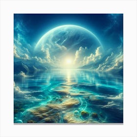 Moon Over The Ocean 2 Canvas Print