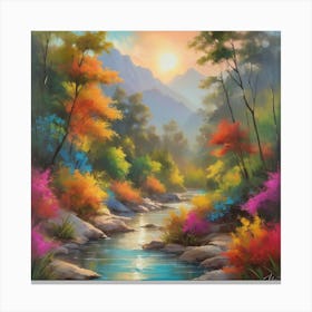 Sunset By The River Art Print Paintings Canvas Print