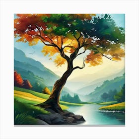 Tree By The River Canvas Print