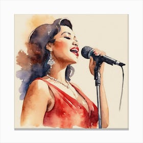 Watercolor Illustration Of A Woman Singing Canvas Print