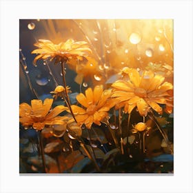 Yellow Flowers In The Rain 1 Canvas Print