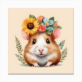Floral Baby Hamster Nursery Illustration (52) Canvas Print