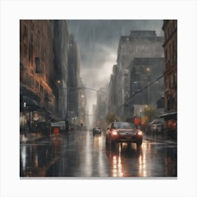 Rainy Night In New York City Canvas Print