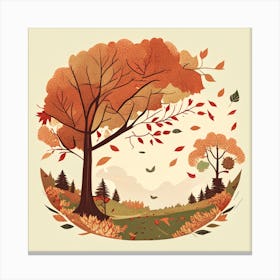 Autumn Leaves And Trees Canvas Print