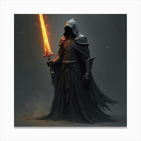 A Dark Figure Holding A Glowing Blade Of Energy 1 Canvas Print