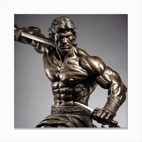 0 Bronze Statue Of A Powerful Warrior, With A Sword Esrgan V1 X2plus Canvas Print