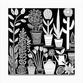 Lion cut inspired Black and white Garden plants & flowers art, Gardening art, Garden 210 Canvas Print