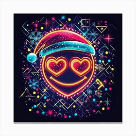 Vector Illustration Glowing Neon Emoji Face With Stampe su tela