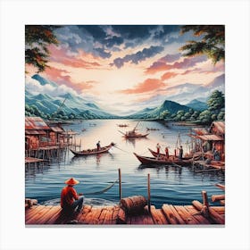 A fishing Village. Canvas Print