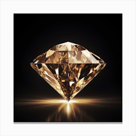 Golden Diamond On Black Background Canvas Print