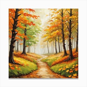 Forest In Autumn In Minimalist Style Square Composition 111 Canvas Print