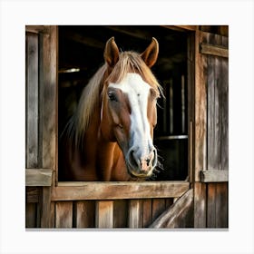 Head Purebred Equestrian Beauty Window Horse Shed Rural Farm Photo Horizontal Mare Hobby (7) Canvas Print