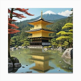 Ginkaku Ji Japan Vintage Travel Art 3 Art Print 0 Canvas Print