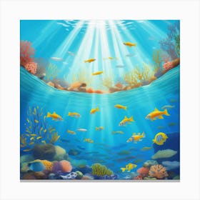 Underwater Serenity Calming Underwater Scenes With Schools Of Fish Coral Reefs And Sunrays Filter 50902353 (3) Canvas Print