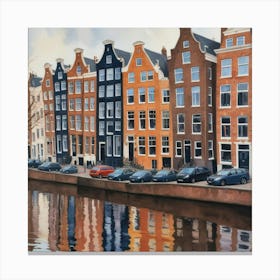 Amsterdam Houses Watercolor Art Print 2 Canvas Print