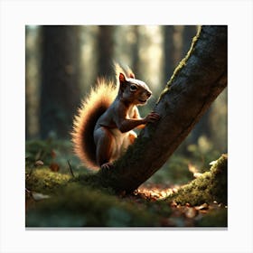 Squirrel In Forest Perfect Composition Beautiful Detailed Intricate Insanely Detailed Octane Rende Canvas Print