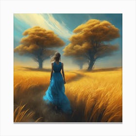 Girl In A Blue Dress 4 Canvas Print