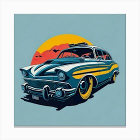 Car Colored Artwork Of Graphic Design Flat (42) Canvas Print