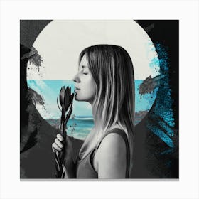 Woman and Flower Canvas Print