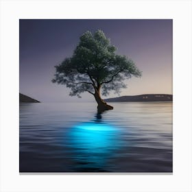 Lone Tree In Water Canvas Print