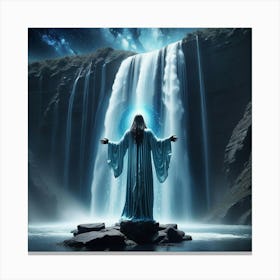 Jesus In The Waterfall 1 Canvas Print