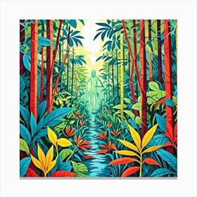 Colorful Jungle Cubism Style Canvas Print