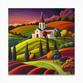 Church In The Countryside 2 Canvas Print