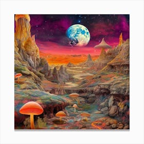 Mushroom Moonscape 2 Square Canvas Print