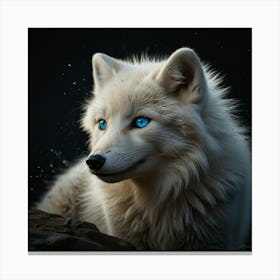 White Wolf With Blue Eyes Canvas Print