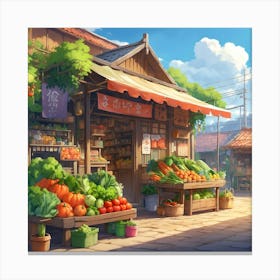 Vegetable Market Canvas Print