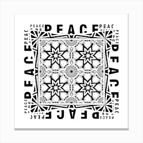 Geometric Pattern with Peace Lettering Canvas Print