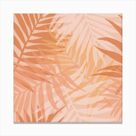 Pink Palms Square Canvas Print