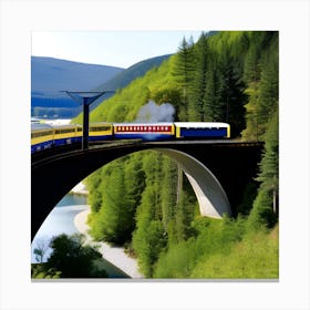 Train On A Bridge Canvas Print