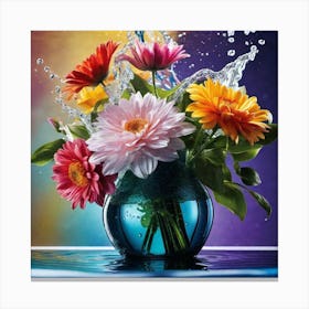 Colorful Flowers In A Vase 8 Canvas Print