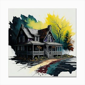 Colored House Ink Painting (20) Canvas Print