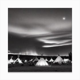 Teepees At Night Canvas Print