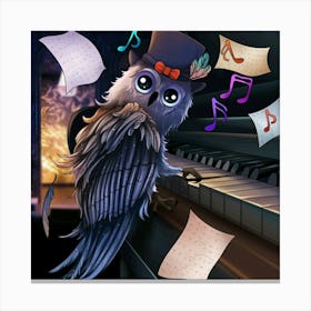 Owl Playing Piano Canvas Print