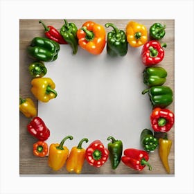 Colorful Peppers In A Frame 26 Canvas Print