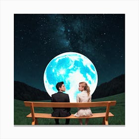 Couple Sitting On A Bench 7 Canvas Print